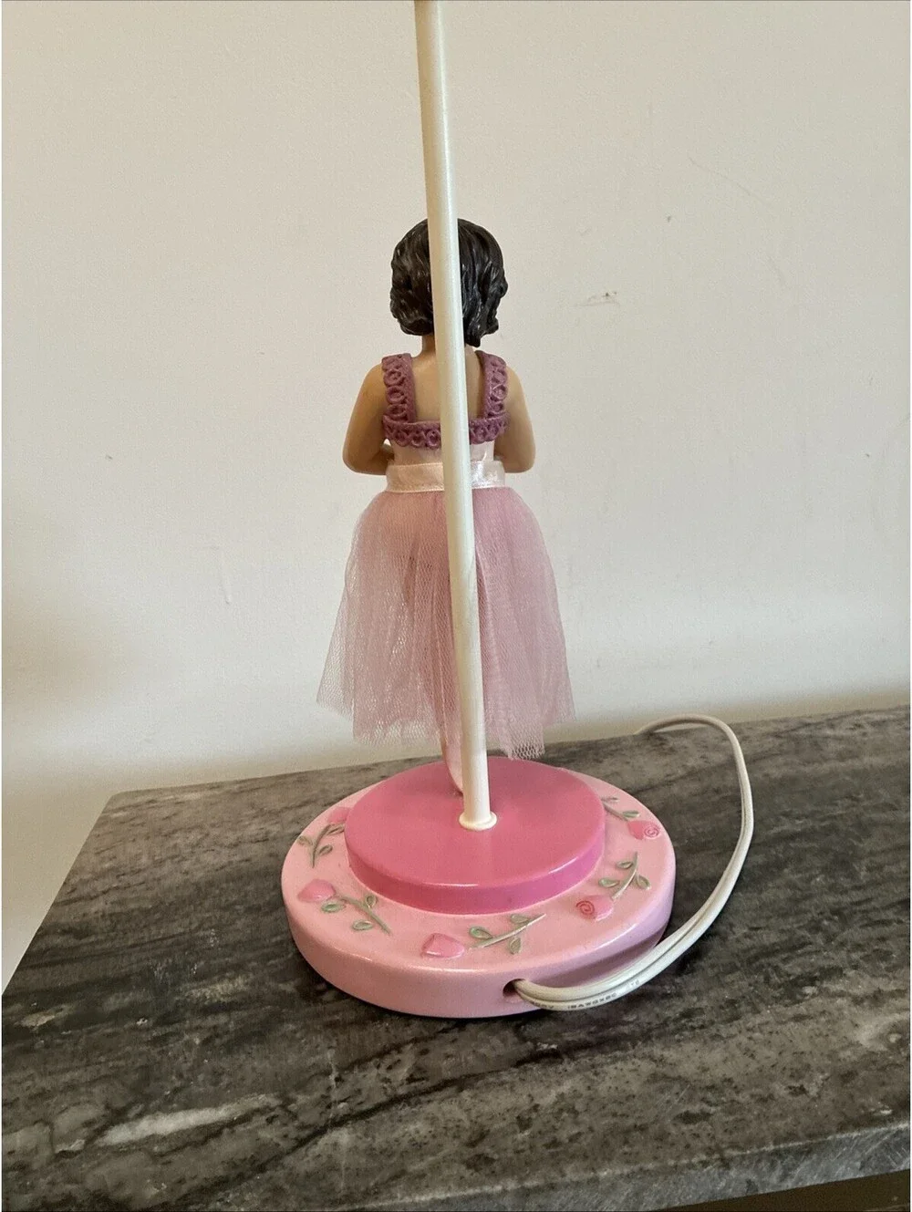 Vtg P.J. Kids Ballerina Doll in Pink Tutu Table Top Lamp